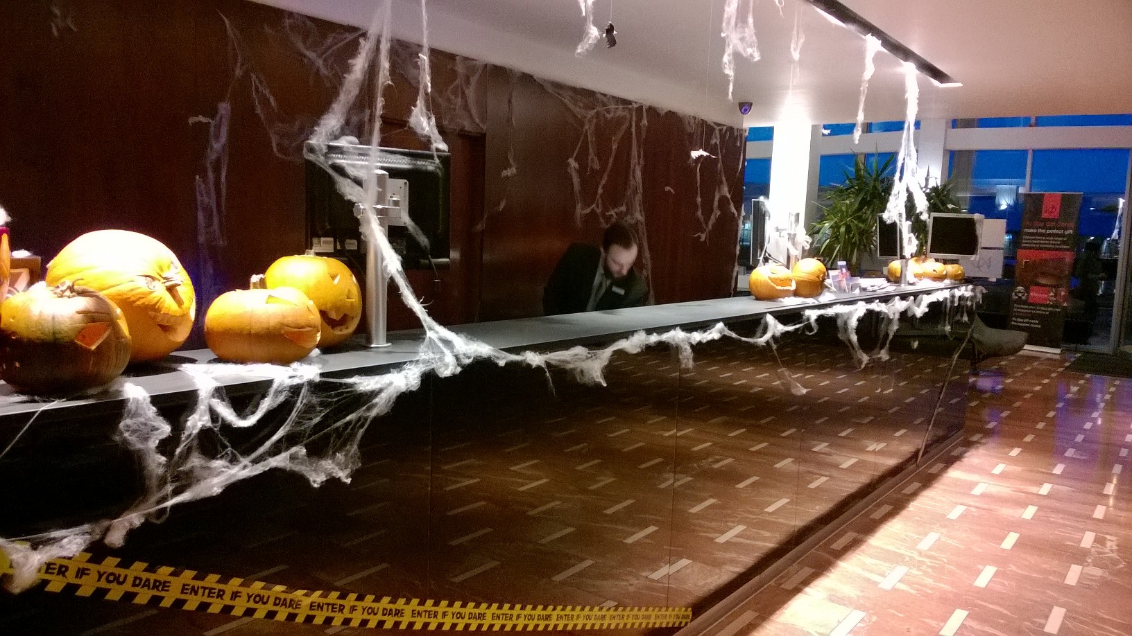 Reception desk pumpkins